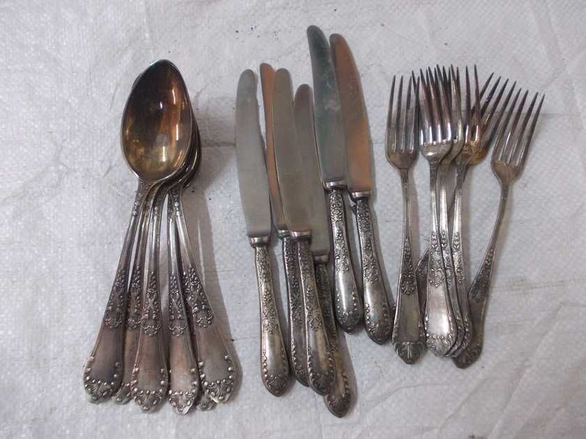 Stare posrebrzane sztućce FRAGET komplet na 6 osób