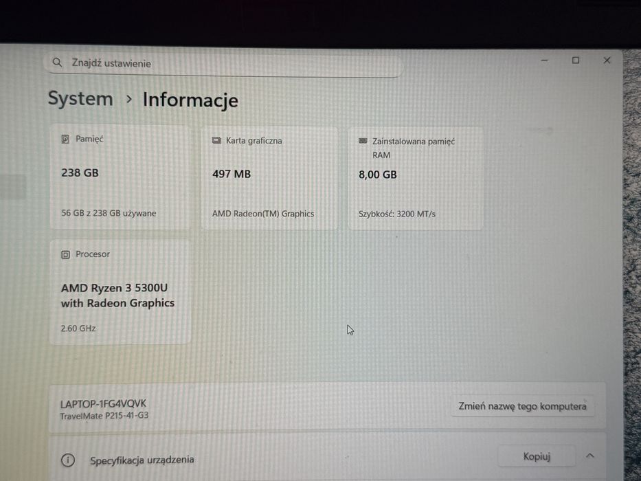 Laptop Acer travelMate TMP215-41-G3