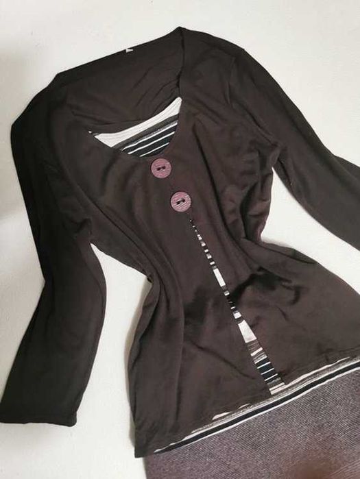 Komplet 2w1 Bluzka Spódnica Garsonka Wiskoza Wełna Retro Vintage L XL