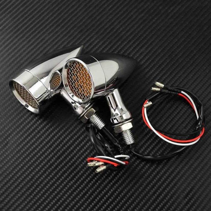 Par piscas led rede bala alumínio luz presença cafe racer chopper