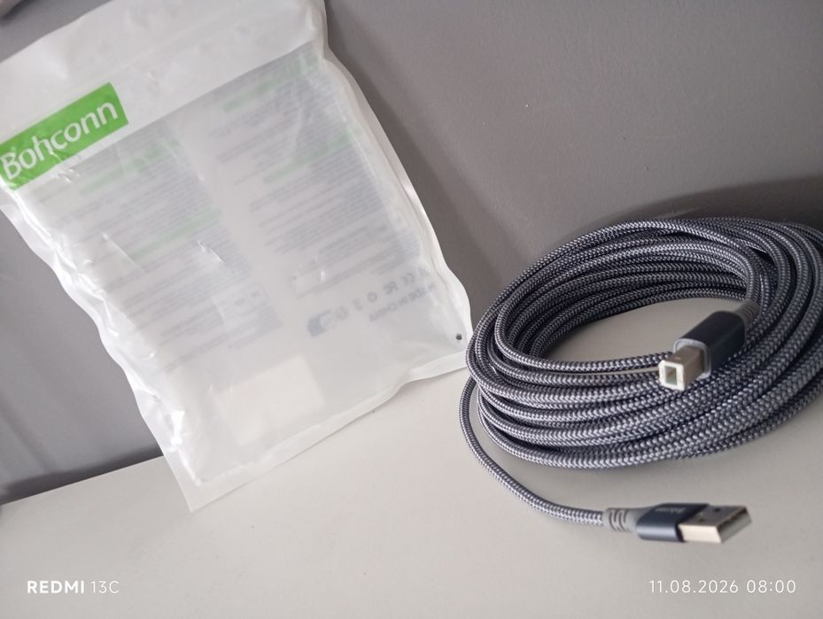 Długi 9 metrowy kabel USB w solidnym, tekstylnym (nylonowym) oplocie