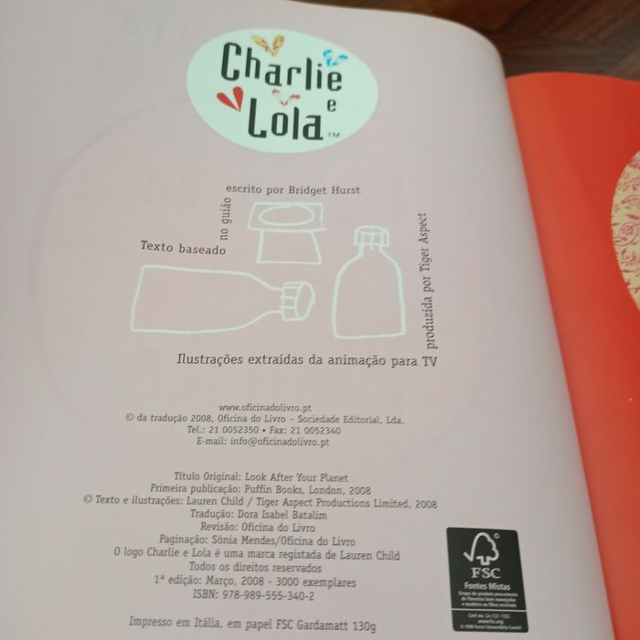 Livro da coleção Charlie e Lola " Cuida do teu planeta"