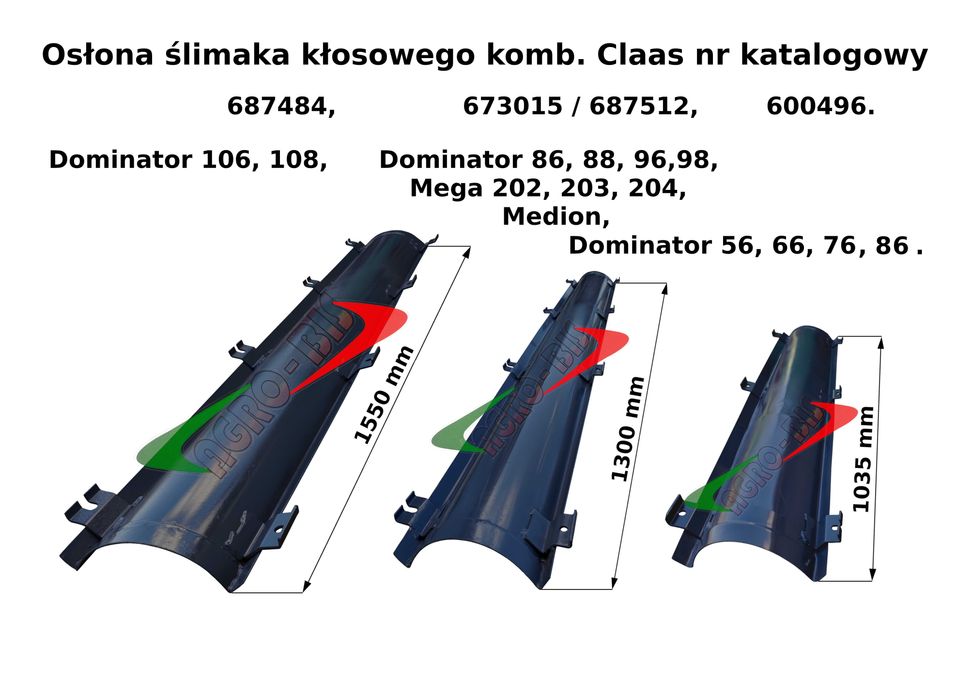 Osłona ślimaka kłosow.687-484, 673-015, 600496 Claas