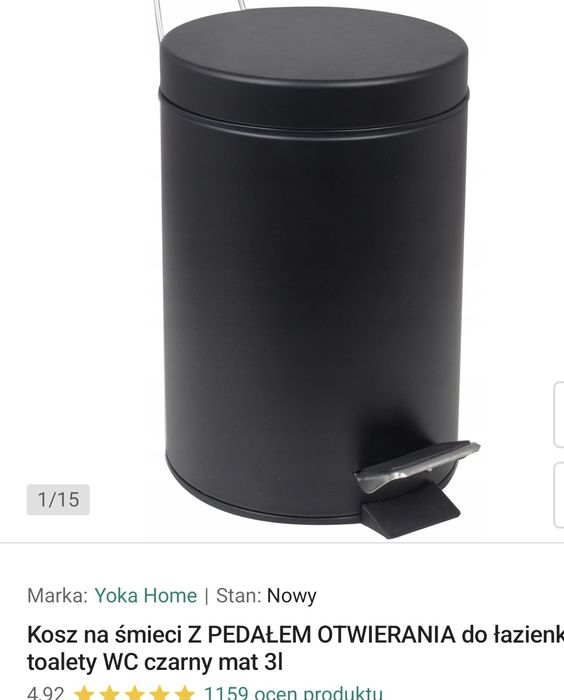 Kosz na śmieci łazienkowy 3 L okrągły czarny