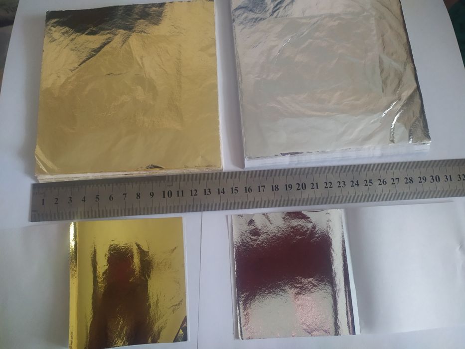 Фольга (поталь)разных цветов 130грн.(100 листов) 14*14-220грн. и разм