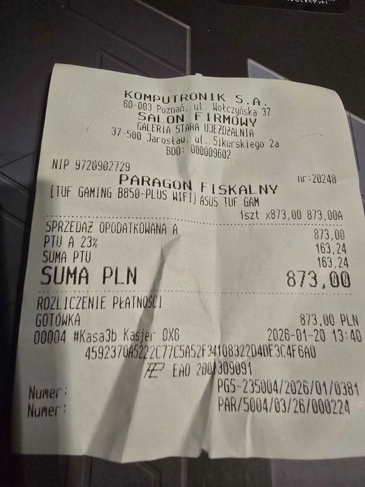 ASUS TUF Gaming B850-PLUS WiFi – idealny stan, gwarancja