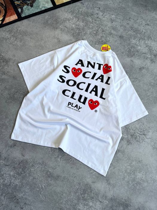 Футболка PLAY Comme des Garcons & ASSC біла оверсайз з бірками