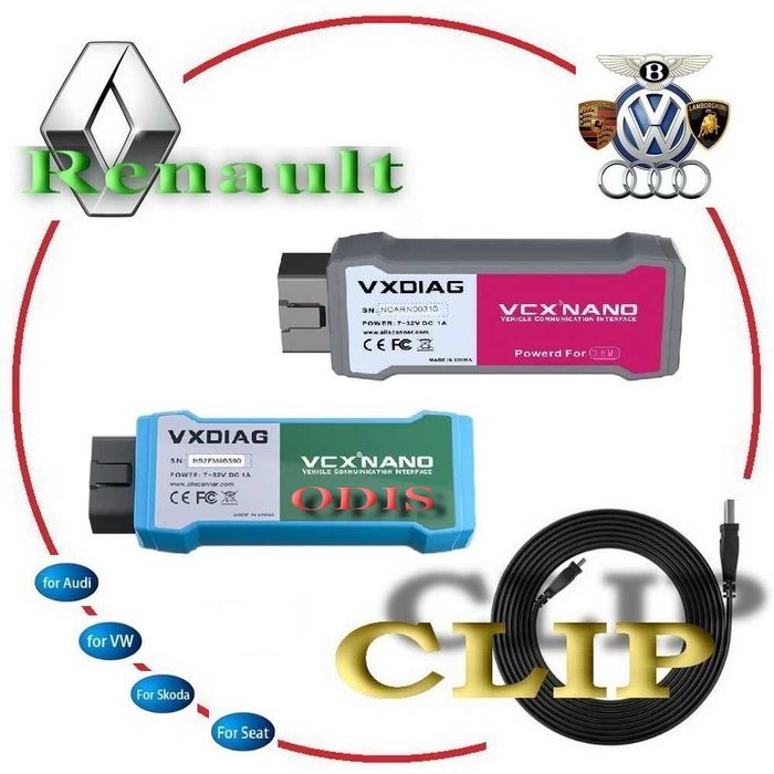 VXDIAG  Nano VAG  WIFI/USB диагност Audi/Skoda/Seat - ODIS Obd2 или Renault - CLIP