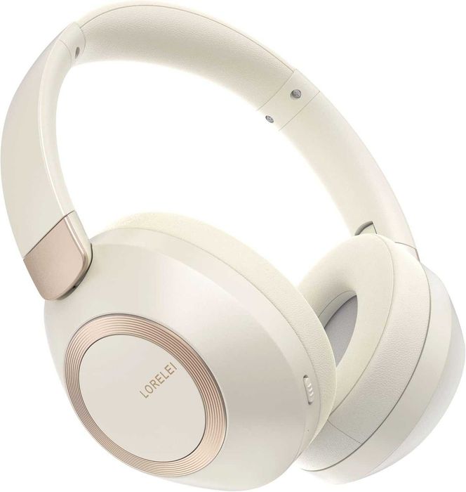 LORELEI B-C6 bezprzewodowe słuchawki nauszne bluetooth 5.3 beżowe 50h