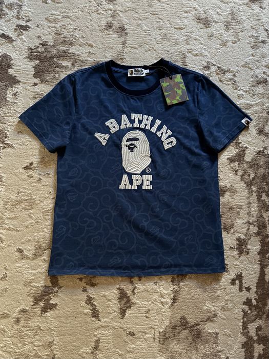 !Розпродаж! Футболка Bape Indigo Dyed Camo синяя Бейп футболка камуфляж