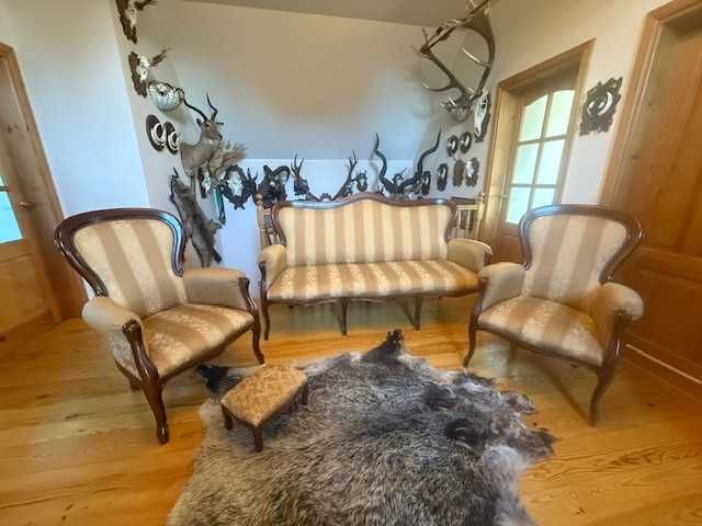 Stylowy komplet mebli RAD-POL sofa 3-os, 2  fotele, pufa, salon