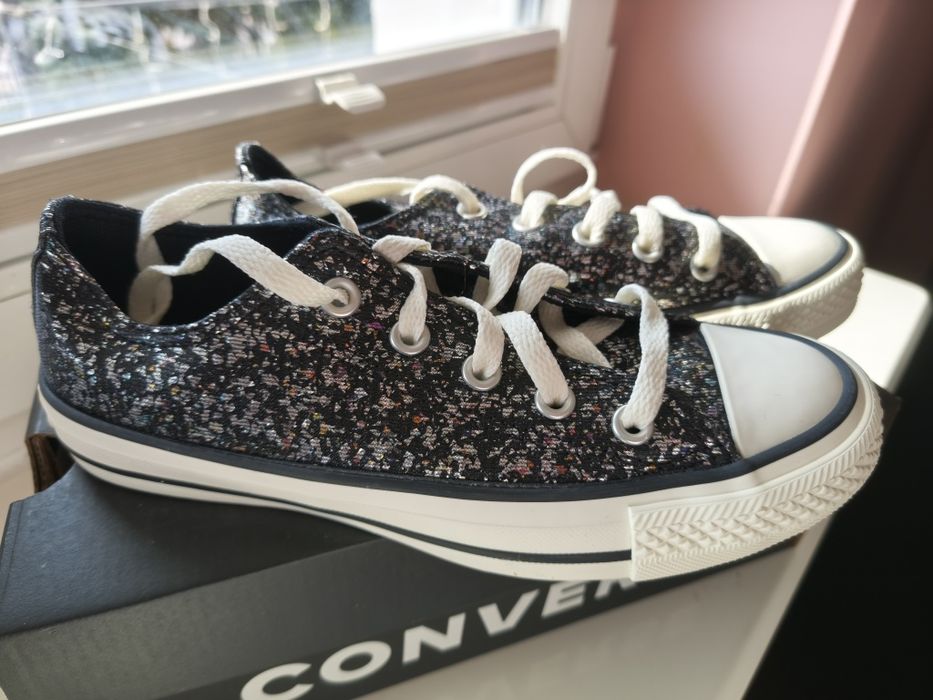 Niskie trampki Converse Brokatowe czarne 36,5