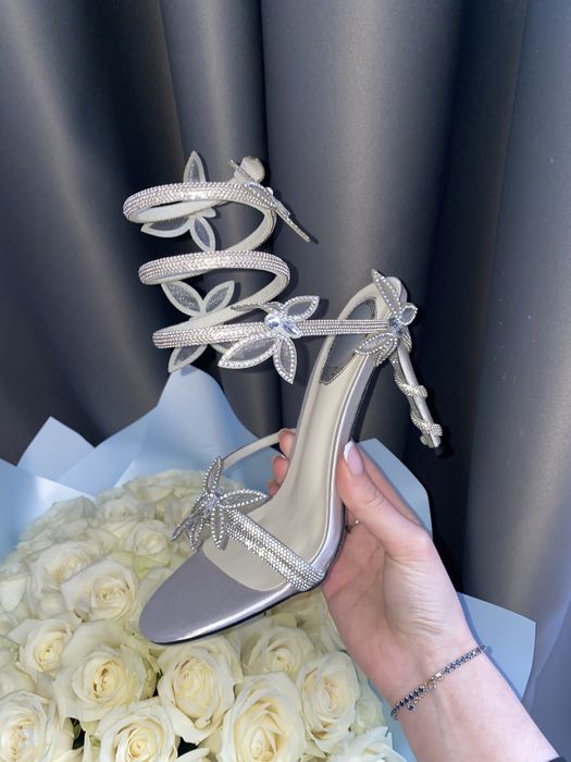 Туфлі в стилі rene caovilla, туфлі зі змійками. Блискучі туфлі.