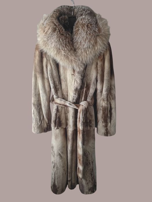 Дл 120см. Норковая шуба с рысью. Натуральная шуба