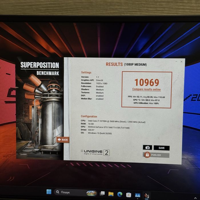Ігровий ноутбук Asus Rog Zephyrus 15 i7 10750, Gtx 1660Ti, 144Hz