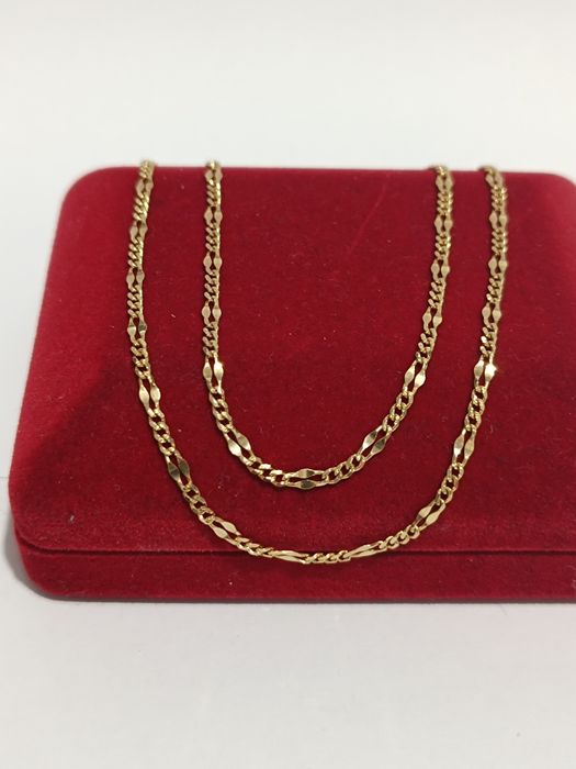 Złoty łańcuszek splot Pancerka z blaszkami dł.50cm, złoto próby 585