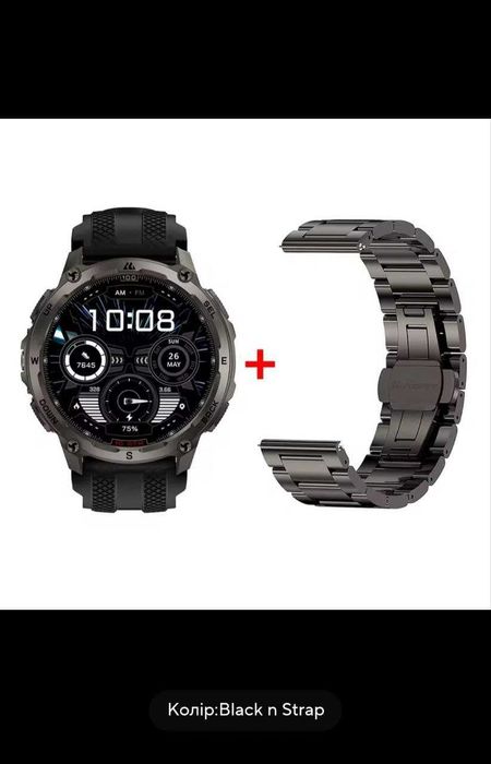 Смарт-годинник KOSPET TANK T4 (Black) + ремінець метал