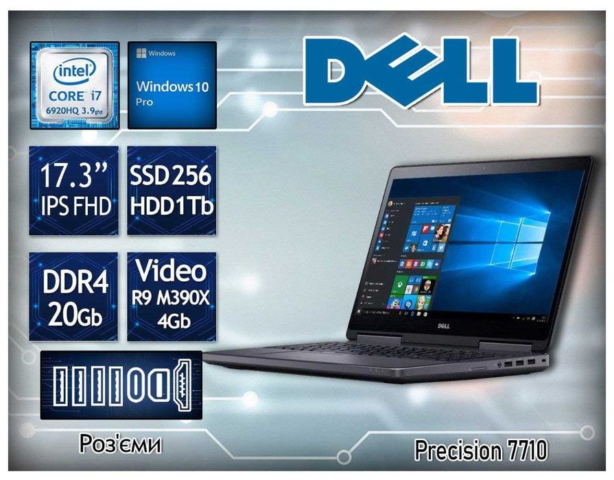 17.3" Ноутбук DELL Precision 7710 з Німечинни Б\В