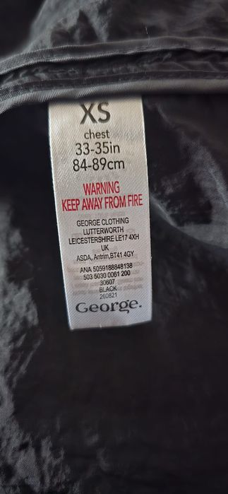 Czarna kurtka wiosenna wiatrówka, George, rozmiar XS, nowa z metką