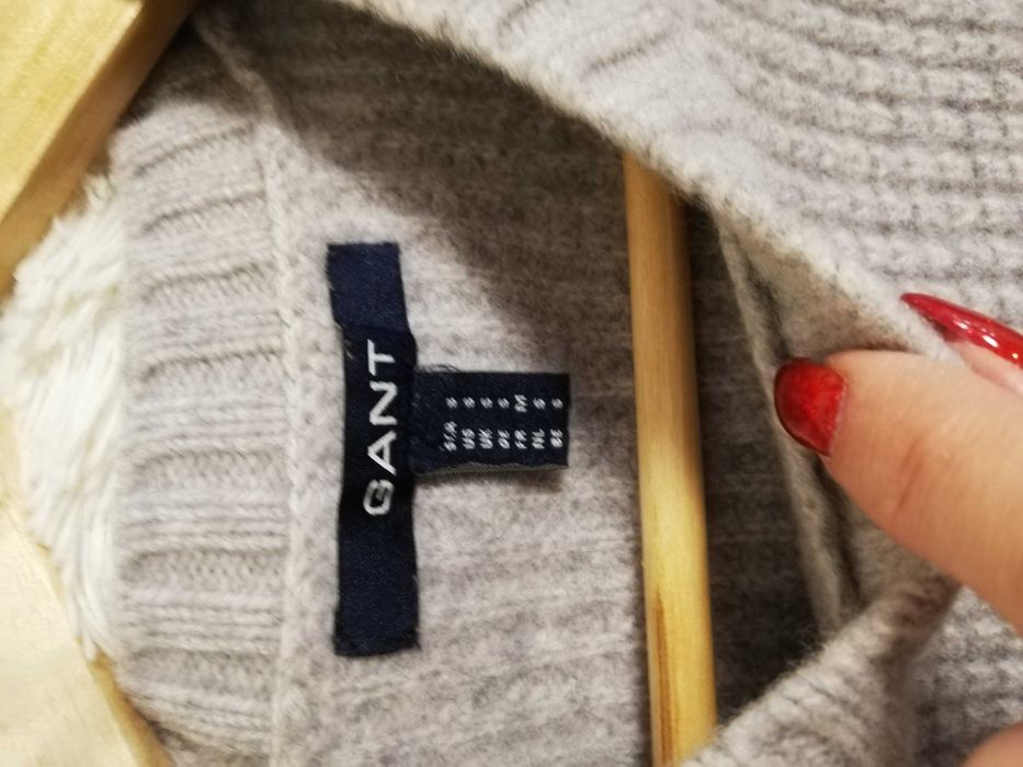 sweter wełniany Gant XS S 36 100% wełna szary