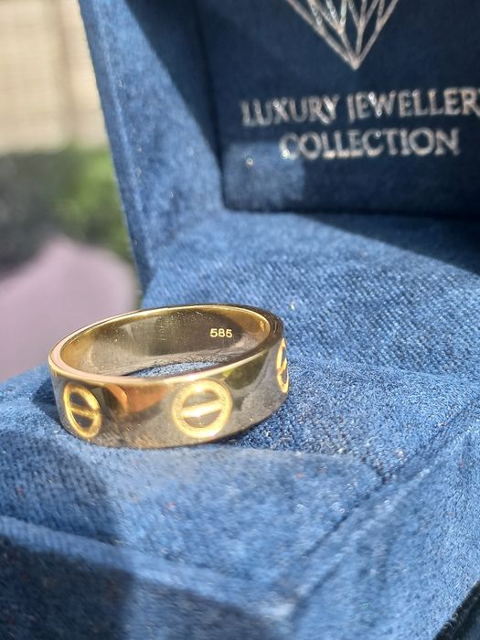 Piękny złoty pierścionek obrączka w stylu cartier 585/6,17g
