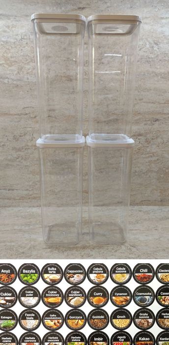 Duże pojemniki kuchenne (komplet 4 szt.) + GRATIS