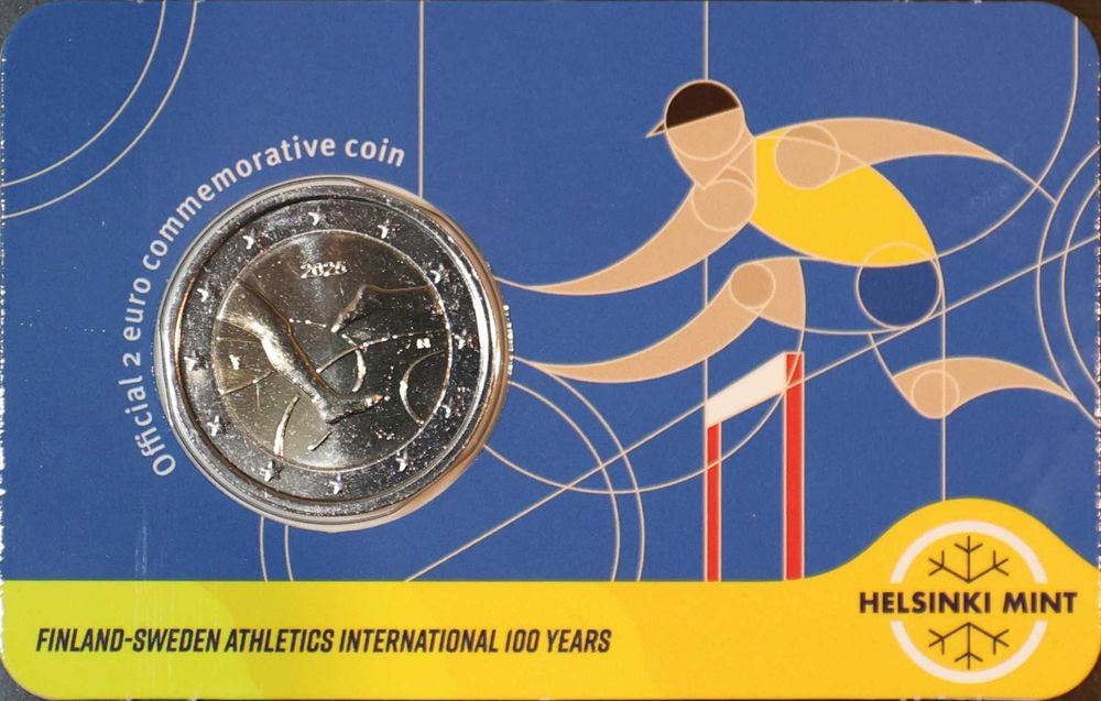 Moeda 2 € - Centenário - Atletismo entre a Finlândia/Suécia (CoinCard)