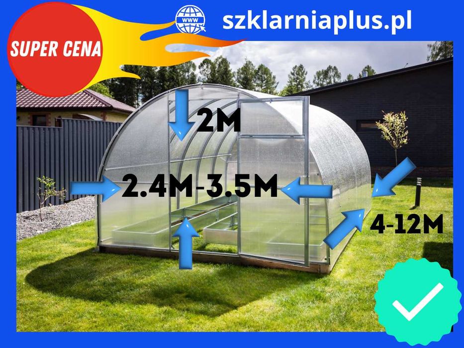 Szklarnia tunelowa 2m/4m/6m.. poliwęglan 4/6mm Mocna! darmowa dostawa