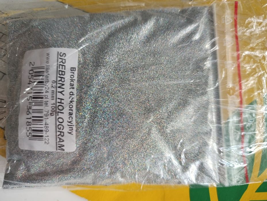 Brokat srebrny hologram