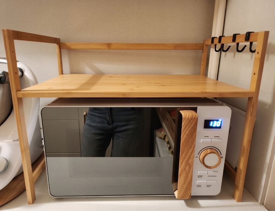 Stojak kuchenny półka na mikrofalówkę bambusowy drewniany regał