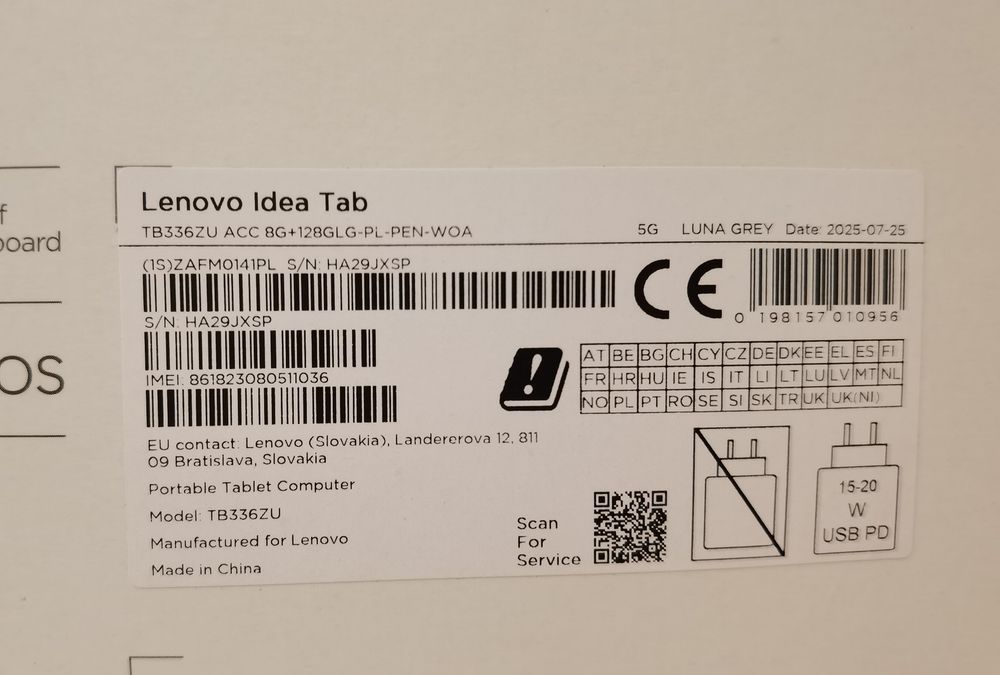Tablet Lenovo Idea Tab 11 + rysik 8/128GB z modułem 5G LTE WiFi BT GPS