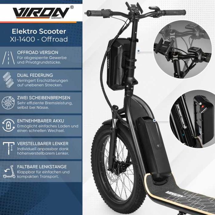 pojazd elektryczny viron xi-1400 zasięg do 50km 12,5mah 25km/h