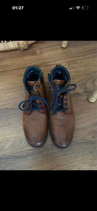 Brązowe skórzane botki / trzewiki męskie Lasocki – bardzo dobry stan