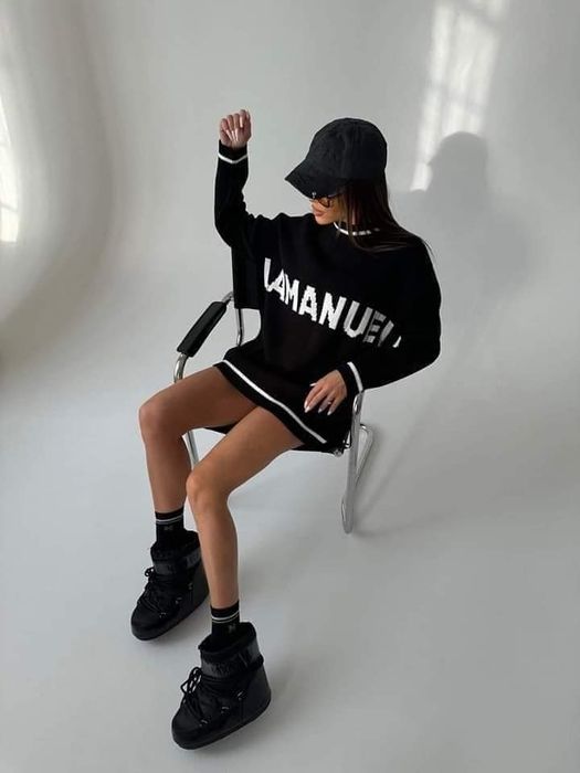 Sweter LaManuel Draw Line Uni czarny miętowy pomarańczowy