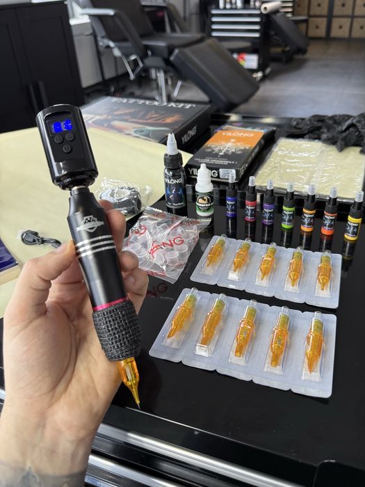 Kit Tattoo c/ Pele Treino e Instruções Completo pra fazer tatuagens / Sem fios Pen