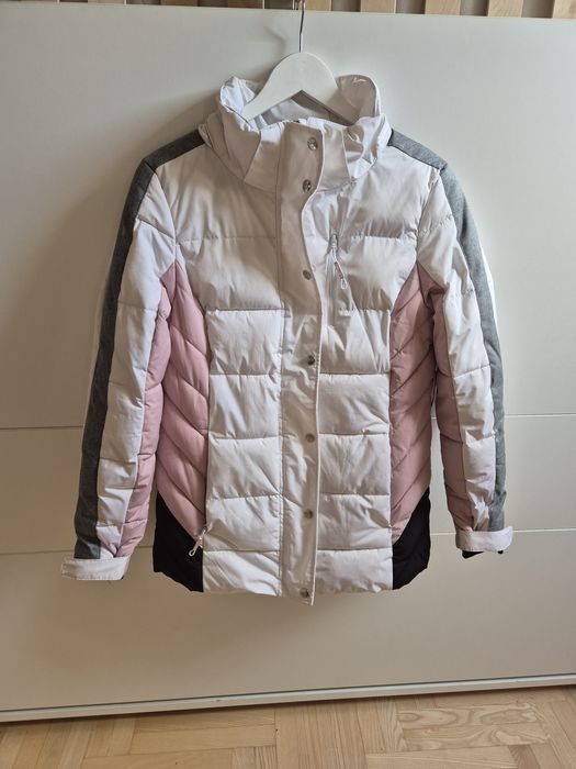 Kurtka narciarska damska M biała szara pudrowa czarna