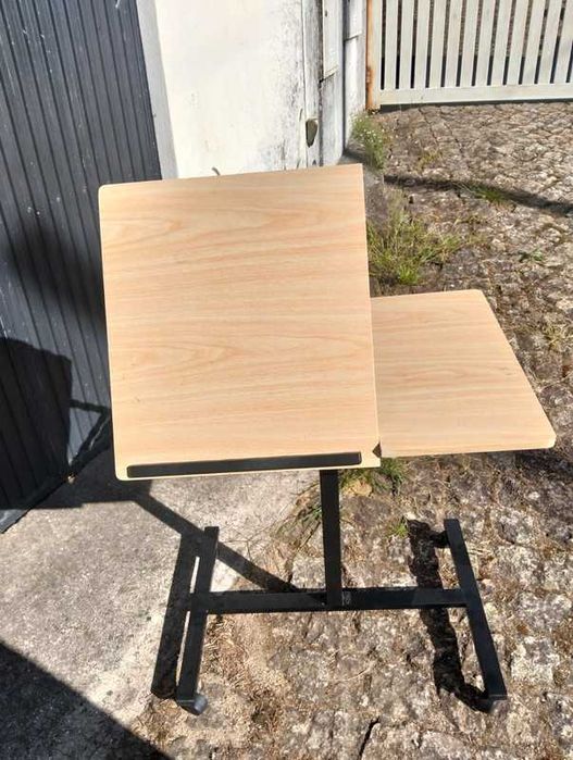 Adjustable Rolling Side Table – Wood and Metal64751793941121124