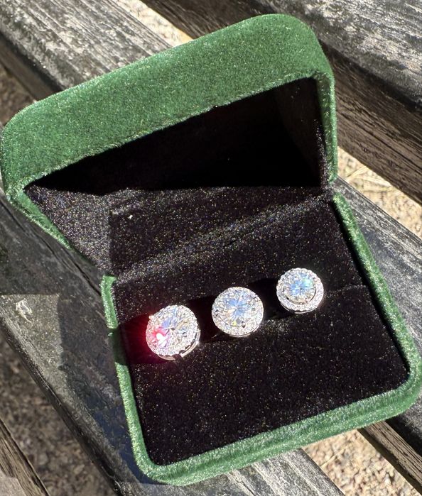 9 мм сережки с бриллиантами муассанитами пусеты серебрянные