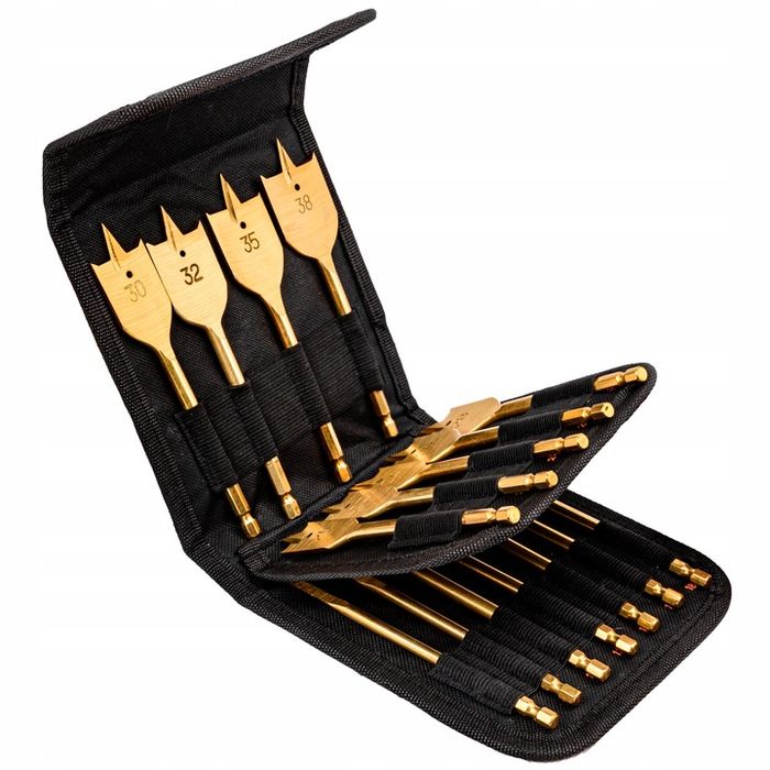 Zestaw Wierteł Wiertła Płaskie Piórkowe Łopatkowe Do Drewna Drzewa 16s