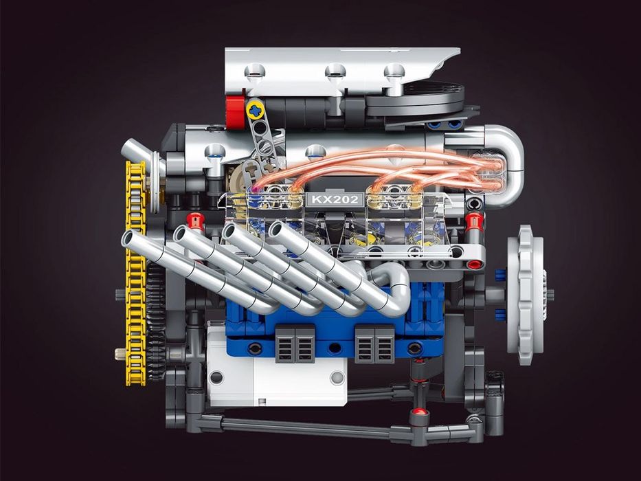 Klocki techniczne Zbuduj SILNIK na akumulator Światło i ruch 665-ele