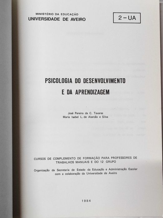 Livros pedagogia complemento formação professores - Univ Aveiro (1984)