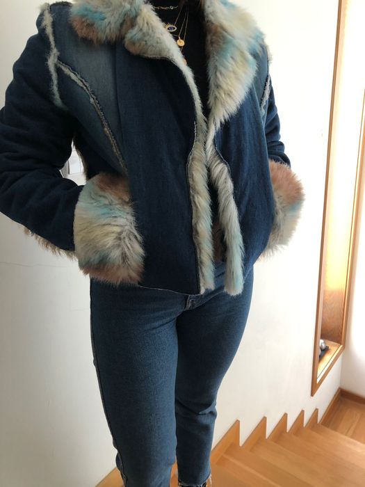 Casaco de ganga com pêlo