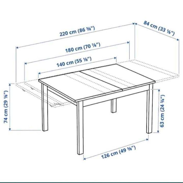 Mesa Jantar extensível Ikea 140-220cm com 6 cadeiras
