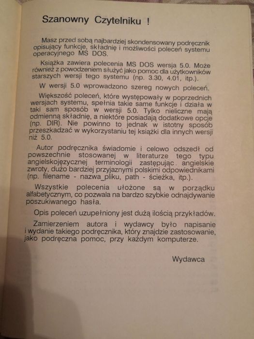 Polecenia systemu operacyjnego MS DOS wersja 5.00