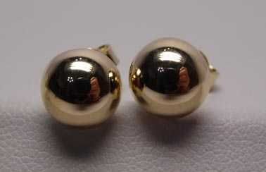 Złote kolczyki gładkie półkule 6 mm.