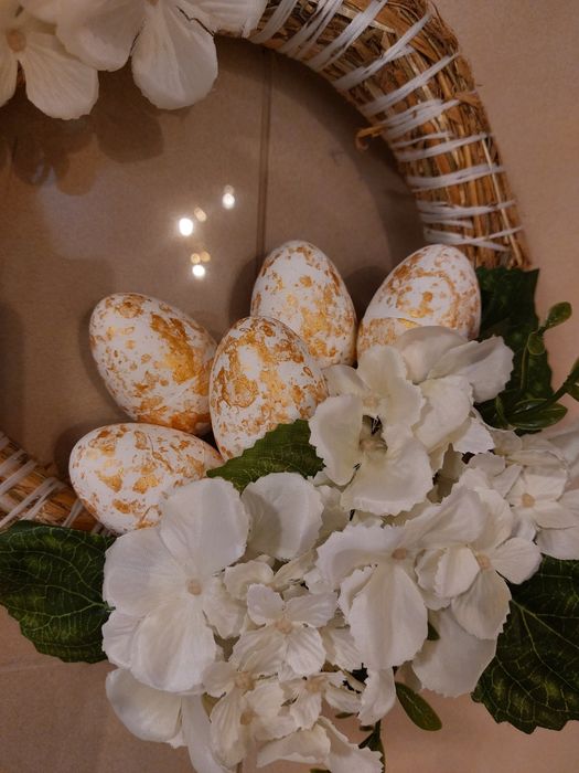 Komplet stroik Wielkanocny ozdobny na stół Wielkanoc wieniec wianek