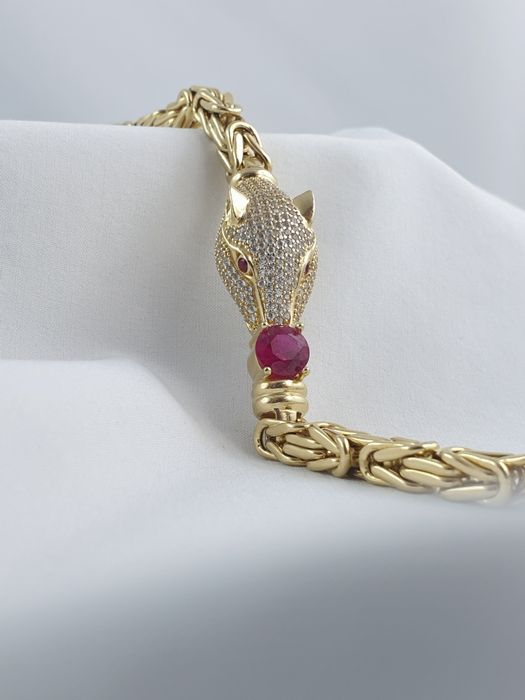 Luksusowa damska bransoletka królewska pantera Au.585