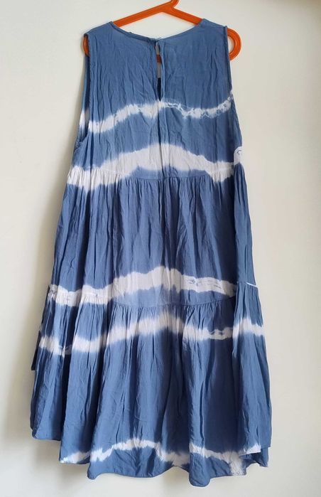 Sukienka letnia Black Colour S/M 100% wiskoza | Boho asymetryczna Tie-Dye błękitna