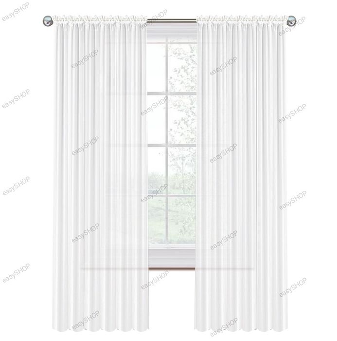 2 gotowe firany 250x145 białe na taśmie