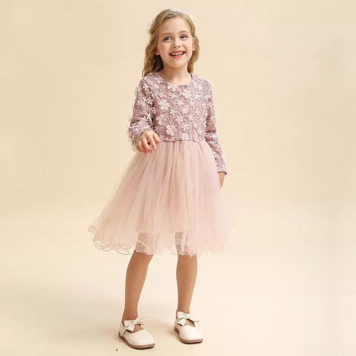 Сукня з рукавом пишна Плаття пудра Платье дитяче с рукавом  5 роківв